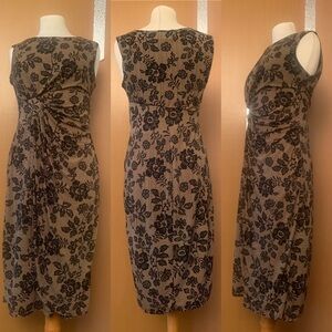 Enfocus Studio Black and Tan Floral Midi Dress Size 6